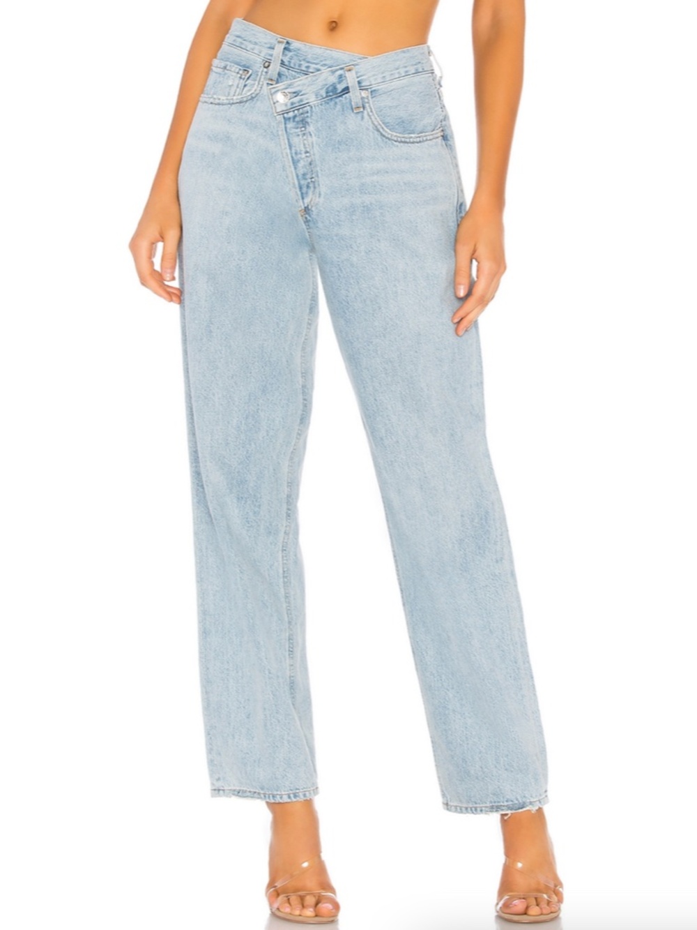 AGOLDE Criss Cross Upsized Jean Suburbia Light Wash Blue Women’s Size 24 - Picture 2 of 15